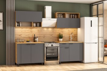 Кухонный гарнитур Монако 2000 мм графит (СВ) в Советском - sovetskij.mebel-e96.ru