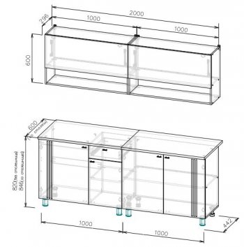 Кухонный гарнитур Монако 2000 мм СВ) в Советском - sovetskij.mebel-e96.ru