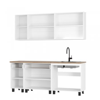 Кухонный гарнитур Монтана 2000 мм белый/графит (БТС) в Советском - sovetskij.mebel-e96.ru