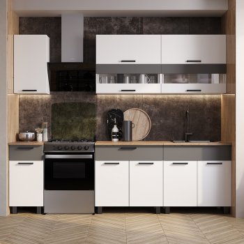 Кухонный гарнитур Монтана 2000 мм белый/графит (БТС) в Советском - sovetskij.mebel-e96.ru