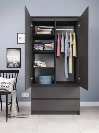Шкаф 900 мм с антресолью Мори 900.2 графит (ДСВ) в Советском - sovetskij.mebel-e96.ru