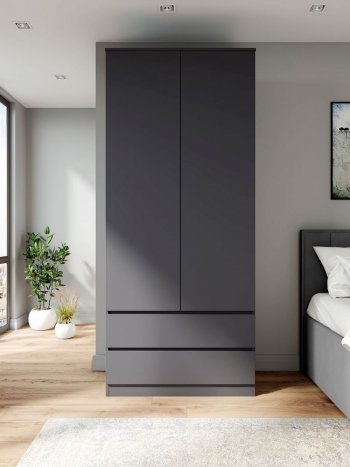 Шкаф 900 мм Мори 900.2 графит высота 2100 мм (ДСВ) в Советском - sovetskij.mebel-e96.ru