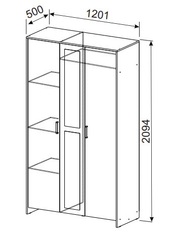 Шкаф распашной МСП-1 1200 мм анкор (СВ) в Советском - sovetskij.mebel-e96.ru