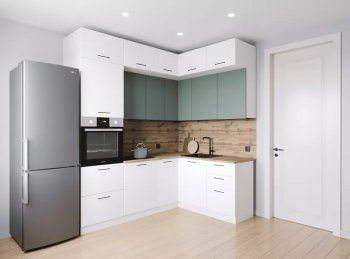 Кухонный гарнитур угловой Муссон 2200*1700 мм (Санвут) в Советском - sovetskij.mebel-e96.ru