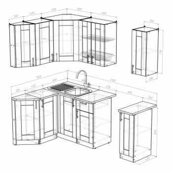 Кухонный гарнитур Ника литл 1500х1300 мм (Герда) в Советском - sovetskij.mebel-e96.ru