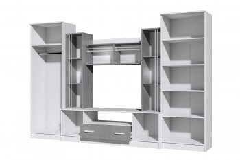 Стенка Николь-2 белый/бетонный камень(Зарон) в Советском - sovetskij.mebel-e96.ru