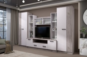 Стенка Николь-2 крафт серый/кашемир (Зарон) в Советском - sovetskij.mebel-e96.ru