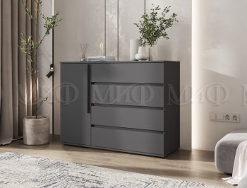 Комод 1 дверь 4 ящика (1200) Норд, графит (Миф) в Советском - sovetskij.mebel-e96.ru