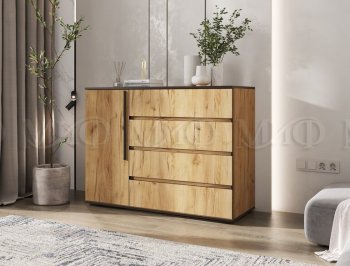 Комод 1 дверь 4 ящика (1200) Норд, дуб крафт (Миф) в Советском - sovetskij.mebel-e96.ru