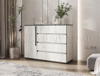 Комод 1 дверь 4 ящика (1200) Норд, крафт белый (Миф) в Советском - sovetskij.mebel-e96.ru