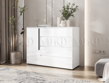 Комод 1 дверь 4 ящика (1200) Норд,  белый (Миф) в Советском - sovetskij.mebel-e96.ru
