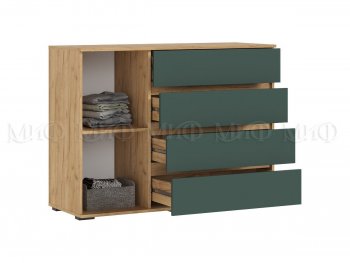 Комод 1 дверь 4 ящика (1200) Норд, крафт/изумруд (Миф) в Советском - sovetskij.mebel-e96.ru