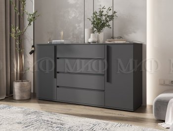 Комод 2 двери 4 ящика (1600) Норд, графит (Миф) в Советском - sovetskij.mebel-e96.ru