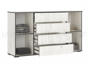 Комод 2 двери 4 ящика (1600) Норд, крафт белый (Миф) в Советском - sovetskij.mebel-e96.ru