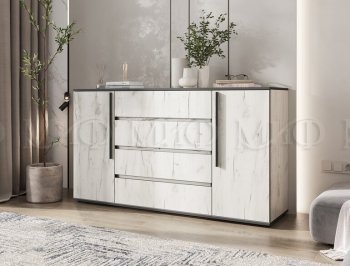 Комод 2 двери 4 ящика (1600) Норд, крафт белый (Миф) в Советском - sovetskij.mebel-e96.ru