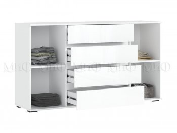 Комод 2 двери 4 ящика (1600) Норд, белый (Миф) в Советском - sovetskij.mebel-e96.ru