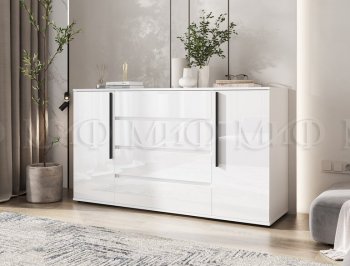 Комод 2 двери 4 ящика (1600) Норд, белый (Миф) в Советском - sovetskij.mebel-e96.ru