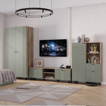 Стенка Олива комп.3 эвкалипт софт (БТС) в Советском - sovetskij.mebel-e96.ru