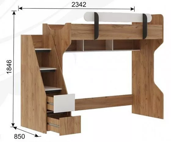 Кровать-чердак Омега-3 комп.2 в Советском - sovetskij.mebel-e96.ru