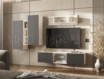 Стенка Оскар крафт белый/графит (Миф) в Советском - sovetskij.mebel-e96.ru