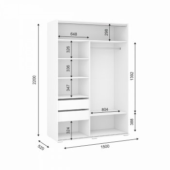 Шкаф-купе 1500 мм Оскар (ИЦ) в Советском - sovetskij.mebel-e96.ru