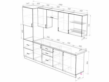 Кухонный гарнитур 2800 мм Прованс с карнизом (Росток) в Советском - sovetskij.mebel-e96.ru