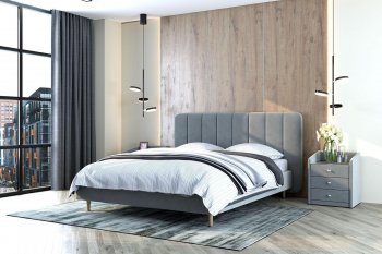 Кровать двуспальная Рино светло-серый (БМ) в Советском - sovetskij.mebel-e96.ru