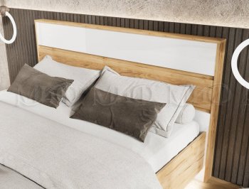 Кровать парящая Роджина с подсветкой, крафт/белый (Миф) в Советском - sovetskij.mebel-e96.ru