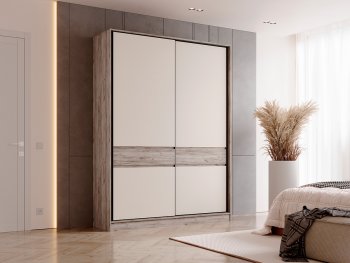 Шкаф-купе 1800 мм Роджина крафт серый/кашемир (Миф) в Советском - sovetskij.mebel-e96.ru