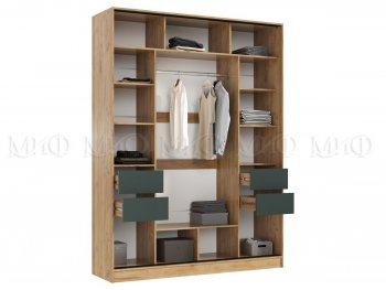 Шкаф-купе 1800 мм Роджина крафт/изумрудный (Миф) в Советском - sovetskij.mebel-e96.ru