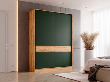 Шкаф-купе 1800 мм Роджина крафт/изумрудный (Миф) в Советском - sovetskij.mebel-e96.ru | фото