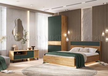 Спальный гарнитур Роджина крафт/изумрудный, модульный (Миф) в Советском - sovetskij.mebel-e96.ru