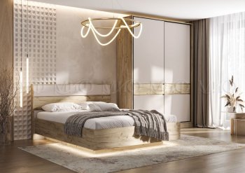 Спальный гарнитур Роджина крафт серый/кашемир, модульный (Миф) в Советском - sovetskij.mebel-e96.ru