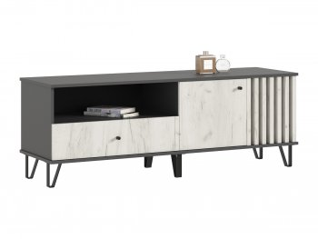 Тумба ТВ (1500) Роджина крафт белый/графит (Миф) в Советском - sovetskij.mebel-e96.ru