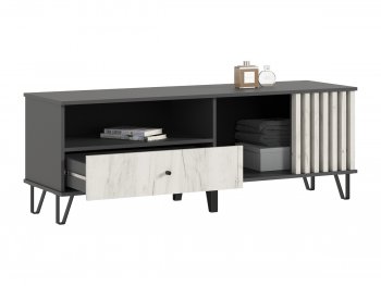 Тумба ТВ (1500) Роджина крафт белый/графит (Миф) в Советском - sovetskij.mebel-e96.ru