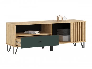 Тумба ТВ (1500) Роджина крафт/изумрудный (Миф) в Советском - sovetskij.mebel-e96.ru