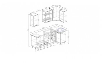 Угловой кухонный гарнитур Жемчуг 2200*1000 мм в Советском - sovetskij.mebel-e96.ru