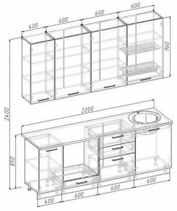 Кухонный гарнитур Муссон 2200 мм в Советском - sovetskij.mebel-e96.ru
