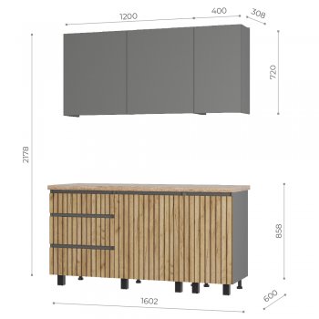 Кухонный гарнитур Шерлок 1600 мм (БТС) в Советском - sovetskij.mebel-e96.ru