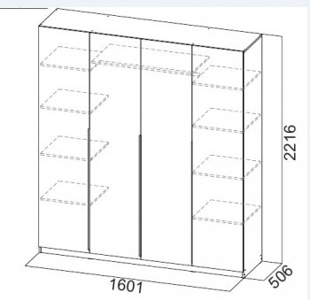 Шкаф 1600 мм ШК-5 белый (СВ) в Советском - sovetskij.mebel-e96.ru