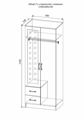 Шкаф 2-х створчатый с зеркалом Софи СШК 800.3 (ДСВ) в Советском - sovetskij.mebel-e96.ru