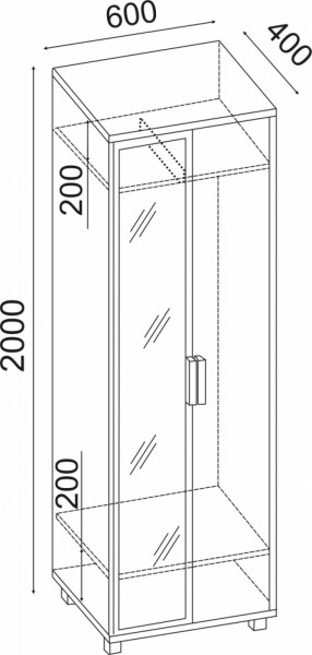 Шкаф 600 с зеркалом West (Риннер) в Советском - sovetskij.mebel-e96.ru