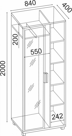 Шкаф 800 с зеркалом West (Риннер) в Советском - sovetskij.mebel-e96.ru