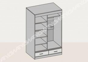 Шкаф-купе 2-х дверный с ящиками и зеркалом (арт. 008) 1150 мм (Диал) в Советском - sovetskij.mebel-e96.ru