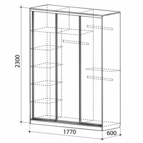 Шкаф-купе Бассо 1-600 (полки слева) в Советском - sovetskij.mebel-e96.ru