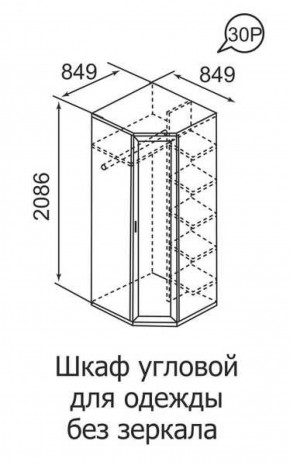 Шкаф угловой для одежды Ника-Люкс 30 без зеркал в Советском - sovetskij.mebel-e96.ru