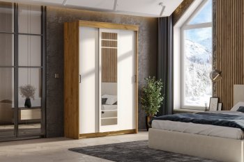 Шкаф-купе ШКП-7 1300 мм золотой/белый (СВ) в Советском - sovetskij.mebel-e96.ru