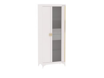 Пенал со стеклом широкий NEW Сиде Белый (СБК) в Советском - sovetskij.mebel-e96.ru | фото