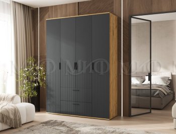 Шкаф 1600 мм Сильвия, крафт/графит (Миф) в Советском - sovetskij.mebel-e96.ru