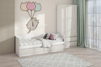 Кровать Соната 900 белый/крафт белый (Зарон) в Советском - sovetskij.mebel-e96.ru